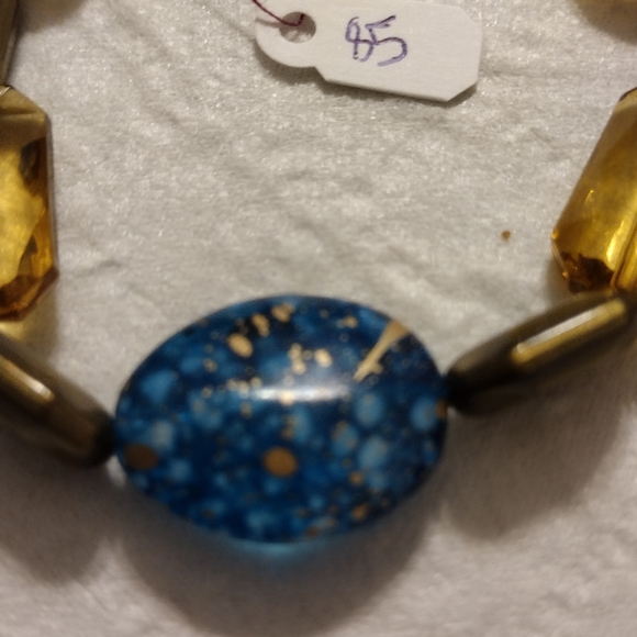 Artemis's Gems custom-made beaded bracelet with large gold and blue beads - Picture 3 of 5